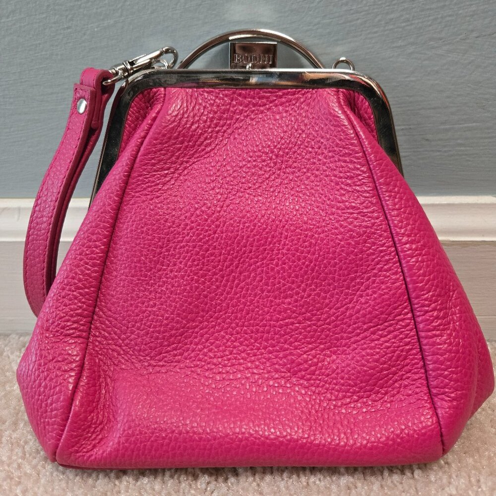 Bodhi fuschia leather wristlet